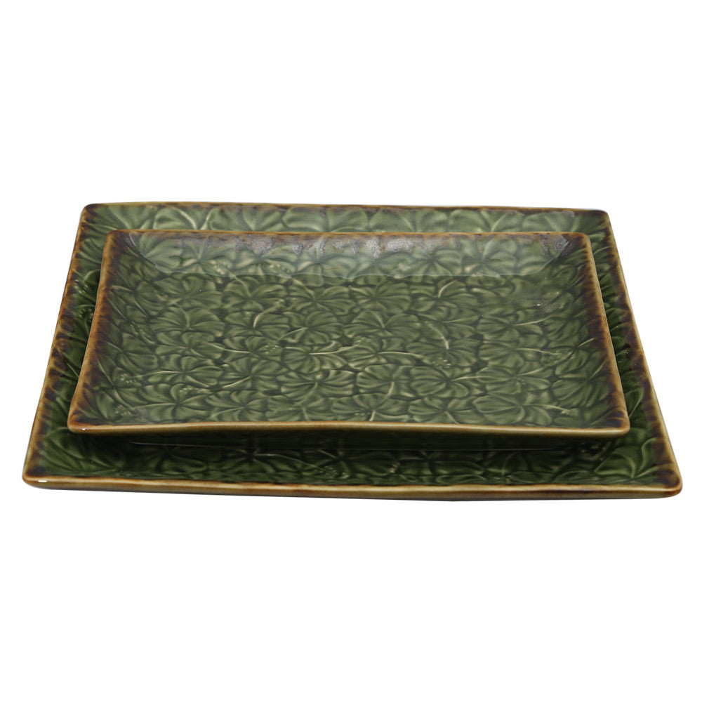 IPCHPL Ceramic Square Hibiscus Platter